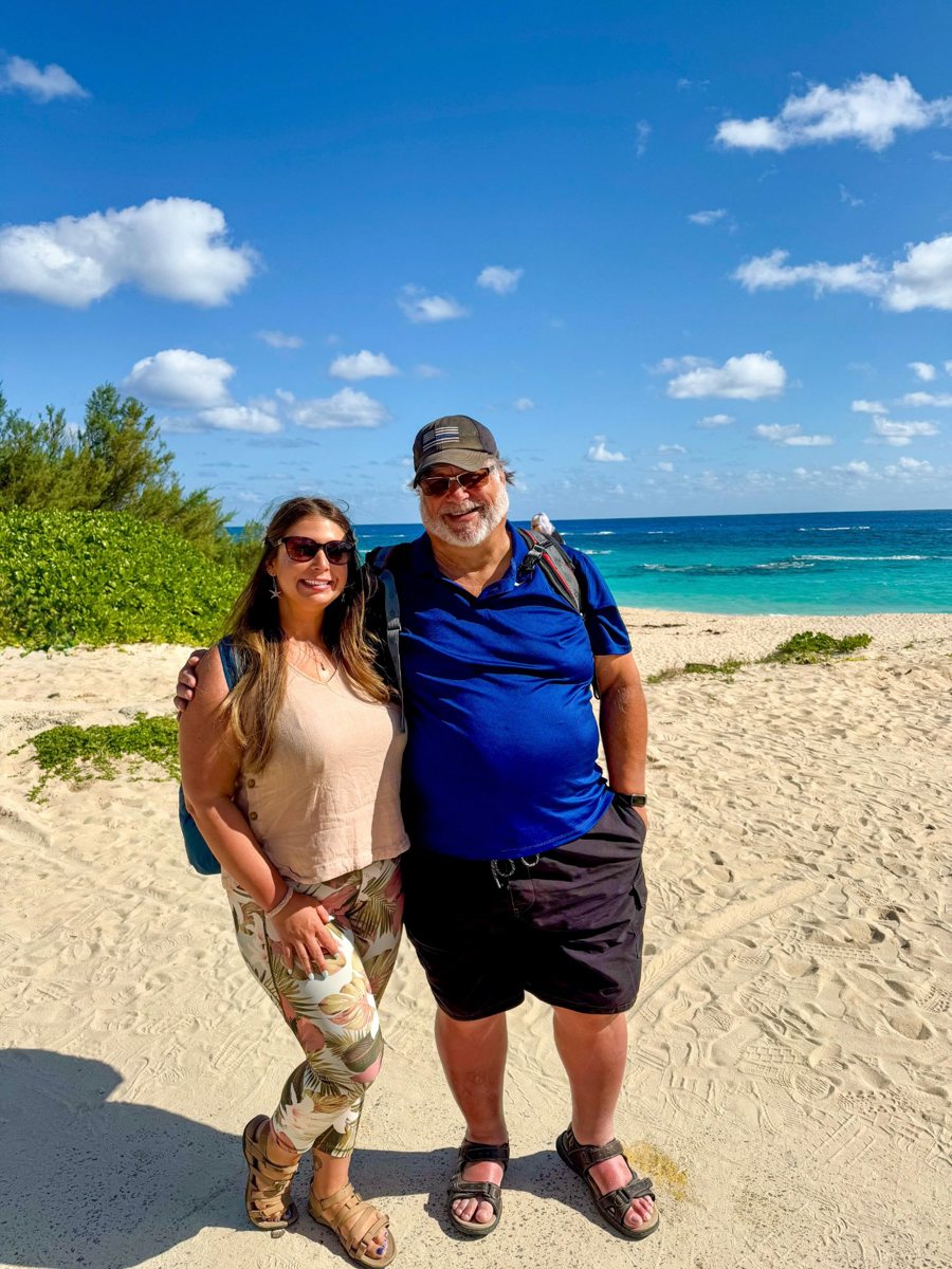 Dad and me on the beach